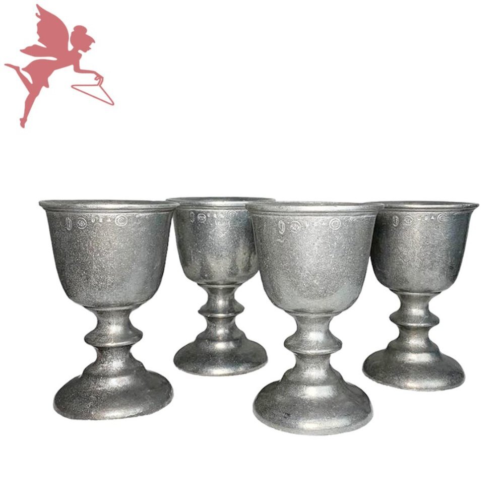 4 WILTON ARMETALE RWP Pewter Plough Tavern Water Goblets Hollowware USA 7 in